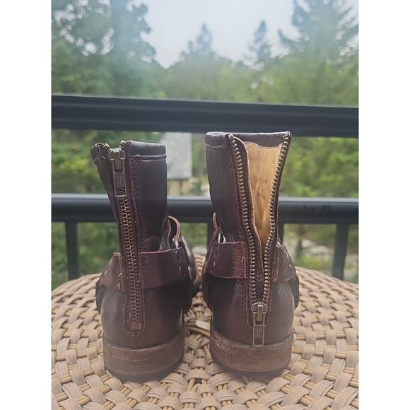 Frye Phillip Harness Short Brown Leather Motorcycle Rear Zip Boots Women's 5.5 B - Picture 4 of 14